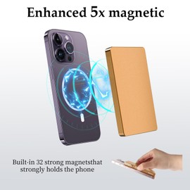 TOYFID Magnetic Card Wallet Holder for Magsafe, Slim Metal Card, Eject Credit Card with One Click Prevent Theft Lock Cards Function, Compatible with All Types of Phones, gold, Minimalist