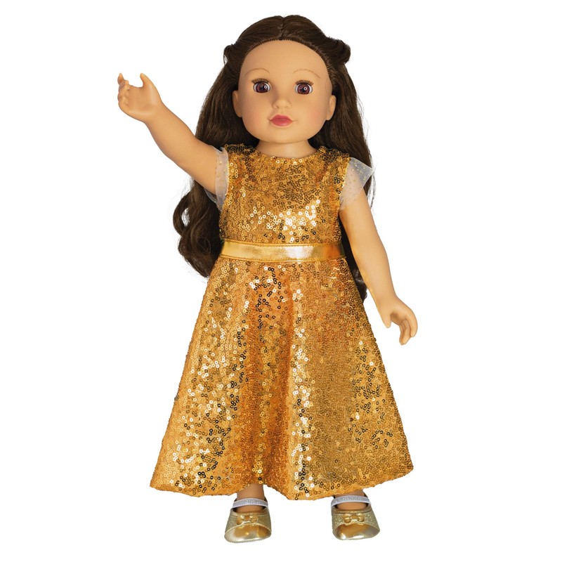 Heless 7471 Glitter Ballerinas for Dolls, Gold, Size 30 -