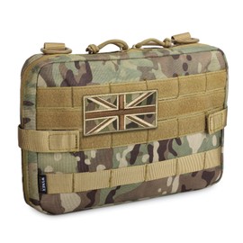 WYNEX Tactical Molle Admin Pouch, Upgrade Material Semi-Hidden Zipper & 1000D Tough Nylon EDC Utility Pouches Tools Bag EMT Utility Map Pocket, IFAK Pack Include UK Flag Patch