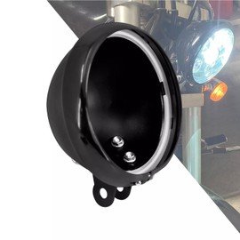 5.75" LED Headlight Housing Bucket 5.75" Motorcycle Headlamp Shell Headlight Cover Round for Harley Davidson Harley Davidson Motorcycle Hardware Refurbishment 1pc Black..