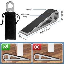Door Stopper, Heavy Duty Door Wedge Holder Blocker for Bottom, Portable Aluminum&Rubber Door Wedge Stoppers for Home/Travel/Office/Apartment, Suits Any Door Any Floor-Keep The Door Open&Safe(Silver)