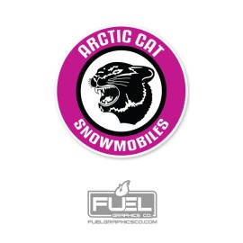 Arctic Cat Vintage 1970's Racing Snowmobile Premium Vinyl Decal / Sticker - 6" Round