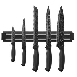 Jiaedge Knife Set, 6 Pieces Kitchen Knives Set with No Drilling Magnetic Strip,