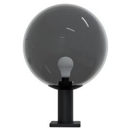 KastLite 16" Globe Pier Mount Outdoor Lighting with LED Lamp & 6" Stub Post | UV & Waterproof Pillar/Column Lights | Deck Driveway Yard Patio & Garden Fixture | Made in USA | Smoke Cover, Black Base