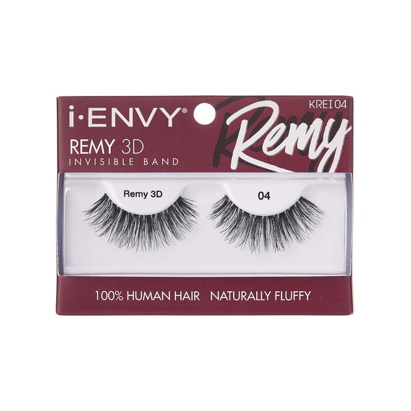 i-Envy Remy False Eyelashes 3D Collection, Invisible Band, 100% Human Hair Lashes (1 PACK)