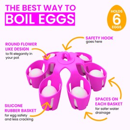 The EggDropper Silicone Egg Boiling Gadget - Cooks 6 Eggs, Makes Hard or Soft Boiled - Dishwasher Safe, Fits in a Drawer