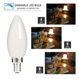 HOLA LED Candelabra Bulb, 40W Equivalent LED Chandelier Bulb, Dimmable LED Lamp Bulb E12 Base, Cool White 4000K LED Filament Bulb, Frosted Glass, 4.5W 400 Lumens 360 Beam Angle, UL Listed, 6 Pack