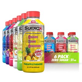 SueroX Sugar-Free Sports Drink for Hydration and Recovery, Electrolyte Hydration Drink with 8 Ions, Zero Calorie Sports Drinks with Electrolytes, Power Pack, 21.3 Fl Oz, 6 Count