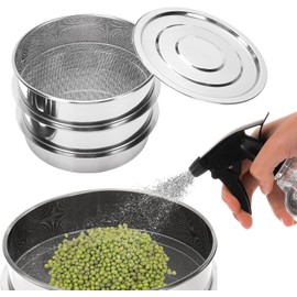 POCREATION Kit de Germinación de Semillas de Acero Inoxidable, Bandeja de Brotes Apilable de 3 Niveles, Bandeja para Brotes de Frijol con Agujeros de Drenaje para Cultivar Microgreens, (4 Niveles)