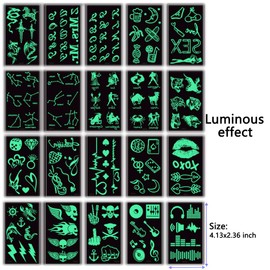 Glow in the Dark Stars Tattoo Stickers UV Blacklight Tattoos Black Constellations Music Bar Party Temporary Tattoos for Women Girls Semipermantent Chest Face Decoration