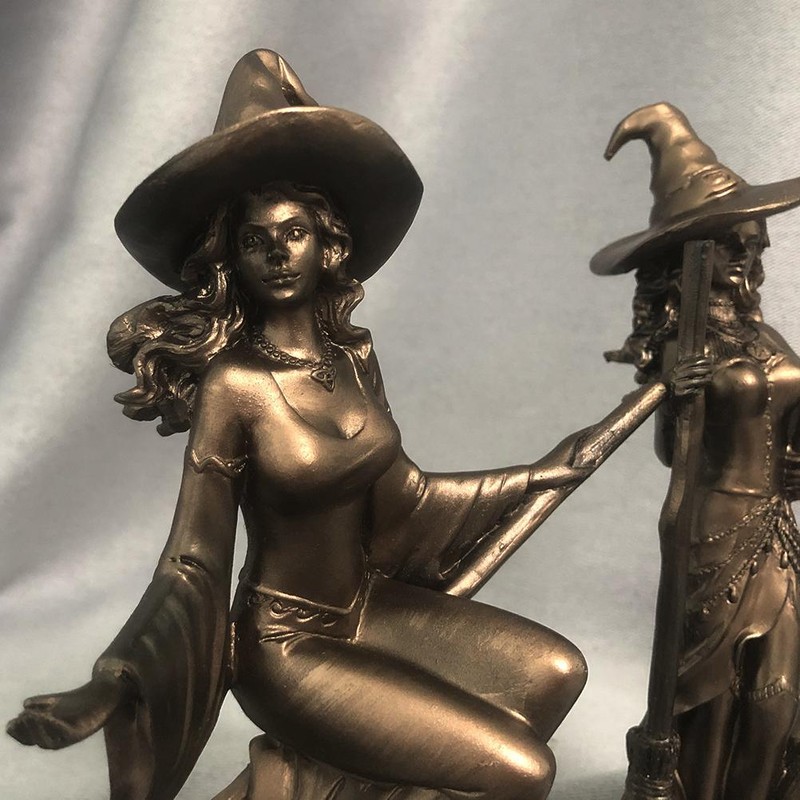 Copper Plated Witch Resin Crafts Home Decor Witch Wizard Resin