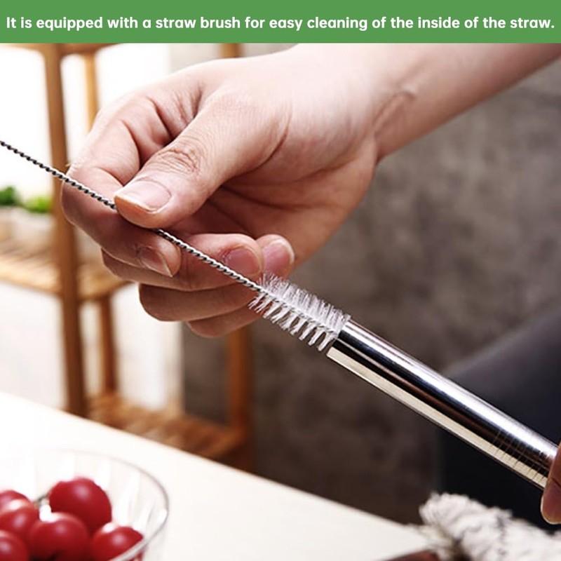 4-Pack Stainless Steel Straws, 12mm&8mm Extra Wide Reusable Metal Smoothie/Milkshake