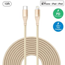 iLuv ICB278GD Fast Charging USB-C to Lightning Cable, 10ft. Apple MFi Certified