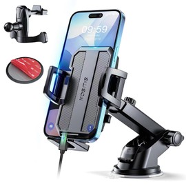 SUUSON SUUSON Upgraded 3-in-1 Car Phone Holder Mount [Powerful Suction] Phone Mount for Car Dashboard Air Vent Windshield,for All iPhone Android Phone (Black)
