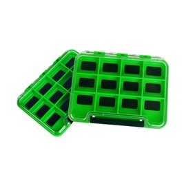2 Pack Multifunctional Small Magnetic Tackle Box, Waterproof Fly Fishing Box with Clear Cover, 12 Compartments Magnet Fly Box Storage Box for Fishing Accessories (Green)