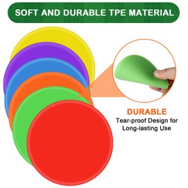 TuXHui 4 Inch Poly Spot Markers for Gym Floor, Non-Slip Rubber Floor Dots Flat Cones, 24Pcs Agility Markers for Soccer, Basketball, PE Training, Dance & Classroom Activities