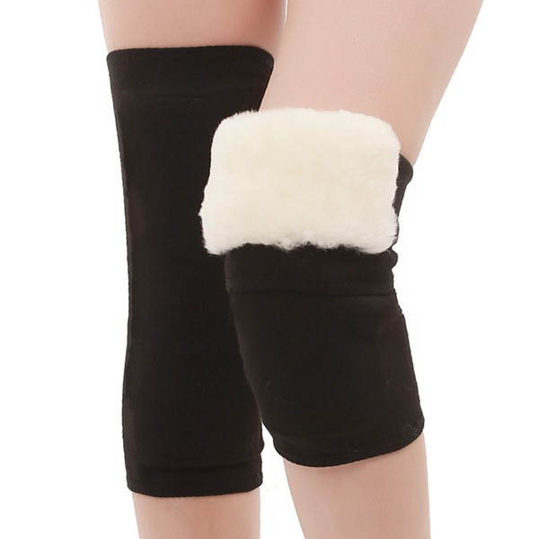 1 par de rodilleras con forro polar cálido para hombres y mujeres, calentador de piernas de algodón térmico para aliviar el dolor de artritis, yoga