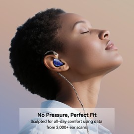 Tipsy M1 in Ear Monitor, World's First Bamboo Fiber Diaphragm, 36dB PNC, Skin-Friendly Resin Faceplate, Secure Fit, Single DD, Detachable 0.78mm 2-Pin Cable(No Mic, Blue)