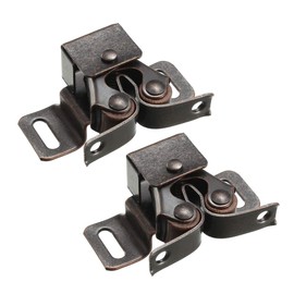sourcing map Retro Cabinet Door Double Roller Catch Ball Latch with Prong Hardware Copper Tone 2pcs
