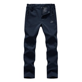 YSENTO Women's Fleece Lined Pants Winter Snow Ski Waterproof Insulated Softshell Hiking Mountain Pants Navy Size XXL