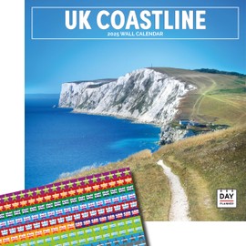 Dayplanner Publishing UK Coastline Calendar 2025, Large Square Wall Calendar With Organisational Stickers, 16 Month, UK Coastline Gift Travel Calendar