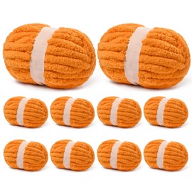 10 Pack Orange Jumbo Thick Yarn, Chenille Yarn for Crocheting, Chunky Yarn for Hand Knitting, Soft Plush Yarns, 240yds/70.5oz Super Bulky Blanket Crochet Yarns
