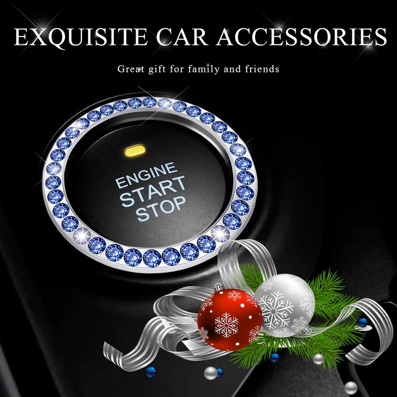 JUSTTOP 2PCS Car Bling Crystal Rhinestone Engine Start Ring Decals,