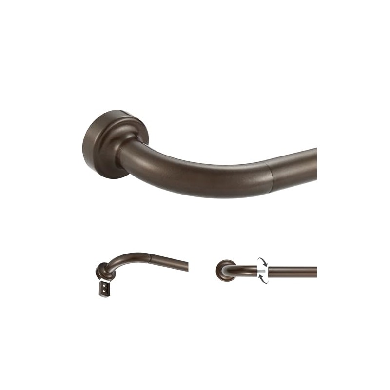 Dark Bronze Disc Curtain Rods, 28-48 Inches Window Curtain Rod,Adjustable