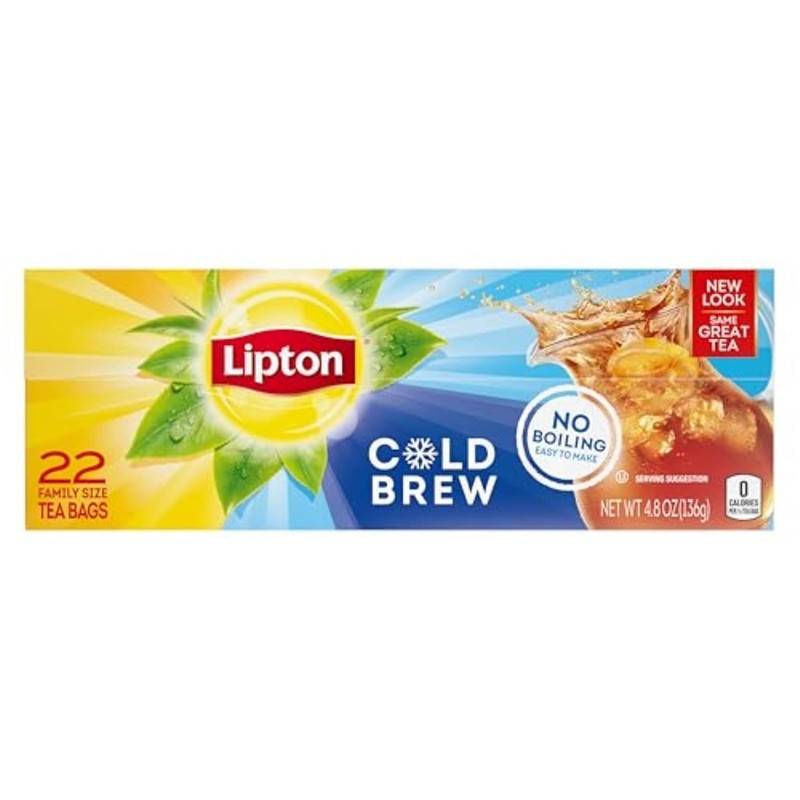 Lipton Cold Brew Family Size Tea Bags, Original & Decaf