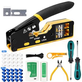 Jadeshay - 157pcs RJ45 Crimp Herramientas Kit, Cortador de Alambre Ethernet Crimper de Red Herramienta de Aleta de Desmontaje Multifunción del Mango E