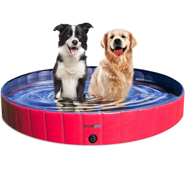 Frontpet XL Foldable Dog Pool - 60" Width Swimming Pools for Large Dogs, Kiddie Pool & Dog Bath Tub, Non-Slip Scratch Resistant Hard Plastic Shell Dog Pool, Portable Pet Pool for Dogs, Pets & Kids