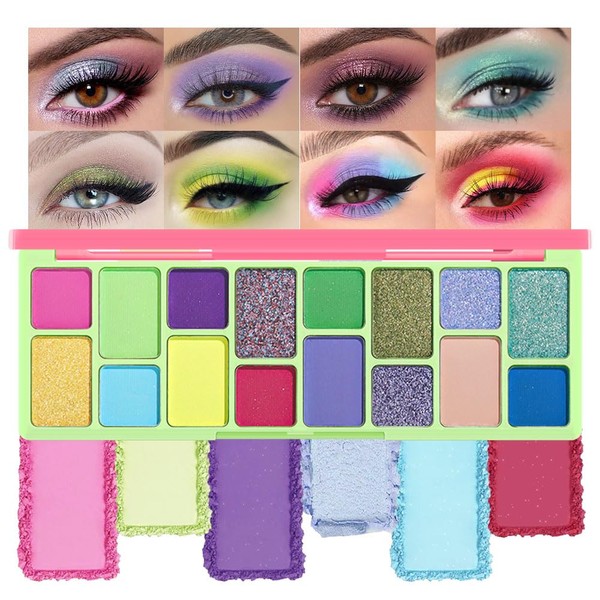 FeiCuiYun 16 Colors Eyeshadow Palette,Matte&Glitter&Shimmer Eyeshadow Makeup,Naturing-Looking,High Pigment Waterproof Eye