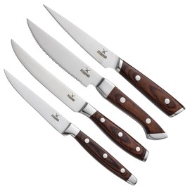 STEAKMAN Kitchen Knife Set Gift for Parents' Day - 4 Piece Kitchen Chef Knife Set - Unique Present in Wooden Gift Box - Stainless Steel Ultra Sharp Knives Set – Wooden Handles Knives