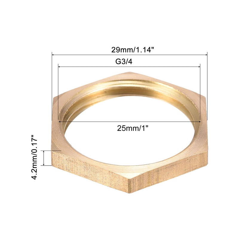 sourcing map G3/4 Lock Nut, Hex Brass Female Locknut for