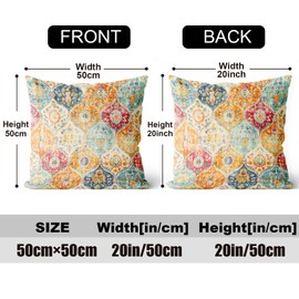ZSYTZL Boho Throw Pillow Covers 20x20 inch Set of 2,Soft Pillowcases Bohemia Carpet Pattern Decorative Sofa Living Room Bed Square Pillow Case Cushion Cover-Cream Color