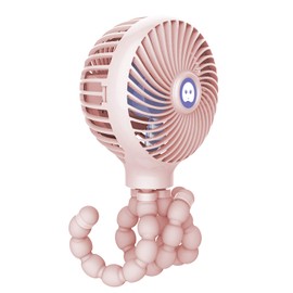 Mini Handheld Stroller Fan, TRELC Personal Portable Baby Fan with Flexible Tripod, 2021 Upgraded Version, Gift for Children, Rechargeable Fan for Office Room Car Traveling BBQ Gym Fan (Pink)