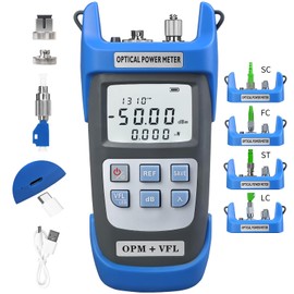 Optical Power Meter A-C510B-50MW(-50~+26dBm) Rechargeable Optical Fiber Tester for SC/FC/ST2.5MM Universal Interface with Built-in 50MW Visual Fault Locator Equipped with 1 FC-LC Adapter