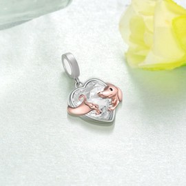 SCZKLAQ Dachshund Gifts: 925 Sterling Silver Dachshund Charm - Dachshund Dog Charms for Bracelets - Dachshund Jewelry for Women