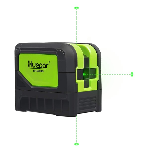 Huepar 9300G 3-Points Laser Level, Self-Leveling Green Laser Level with Plumb Points for Soldering and Points Reference Positioning, 60m Working Range, Floor Stand, Magnetic Bracket Included