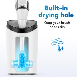 CAREDITE Electric Toothbrush with Drying Function Rechargeable Sonic Toothbrush for Adults 3 Modes Power Toothbrush with Smart Timers 2 Brush Heads and Portable Travel Case-White