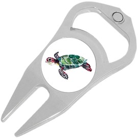NewCharms Watercolor Sea Turtle Golf Ball Marker Divot Repair Tool Bottle Opener