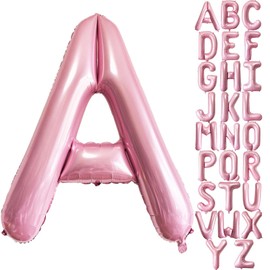 Pink Letter A Balloons, 40 Inch Pastel Pink Letter Balloons A Foil Mylar Helium Pink Letter Balloons for Birthday Party Supplies Anniversary Event Celebration Decorations Alphabet Pink A
