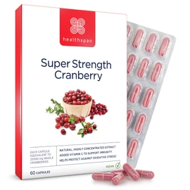 Healthspan Cranberry 25,000mg | 60 Capsules | Immune Health | 40mg Vitamin C | Equivalent to 25,000mg of Whole Fresh Cranberries | Vegan