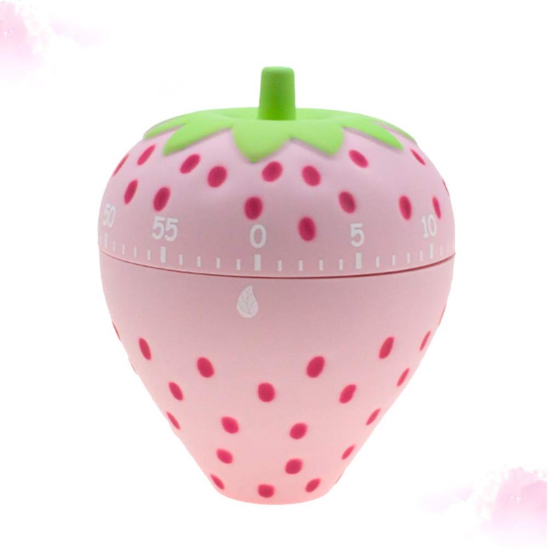 UPKOCH Strawberry Kitchen Timer Mechanical 60-Minute Countdown Timer Pink for