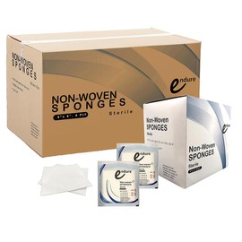 Case of 1600 Pcs, 4 Ply, 4" x 4" Endure Non-Woven Sponges, Sterile, 800 Packs, 2 Per Pack, Folded Edge, Ideal for Dental Care (16)