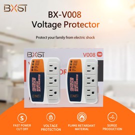 BXST - Protector de voltaje de tres tomas para el hogar, protege contra sobretensiones de alto y bajo voltaje, para refrigerador/TV/PC, 120 V, 1800 W (paquete de 2)