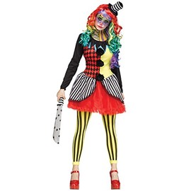Fun World Women's Freakshow Clown Adult Costume, Multi, S/M Size 2-8
