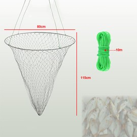 2-Pack Foldable Fishing Drop Nets - Soft Steel Hoop & Nylon Mesh Nets with Rope for Bridge/Pier Fishing, Comes with Storage Bag and Bait Bag (Easy Storage)