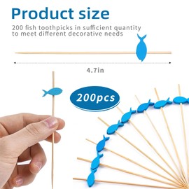 200 Pcs Cocktail Picks Long Cocktail Toothpicks Bamboo Toothpicks for Appetizers Fruits Food Skewers Sticks for Drinks Dessert Baby Shower Wedding Birthday Party