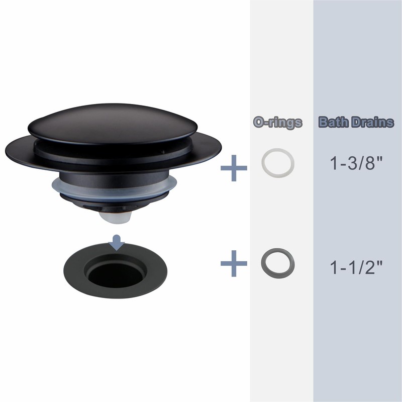 Matte Black Tub Drain Stopper, Hidrop Pop Up Universal Tub